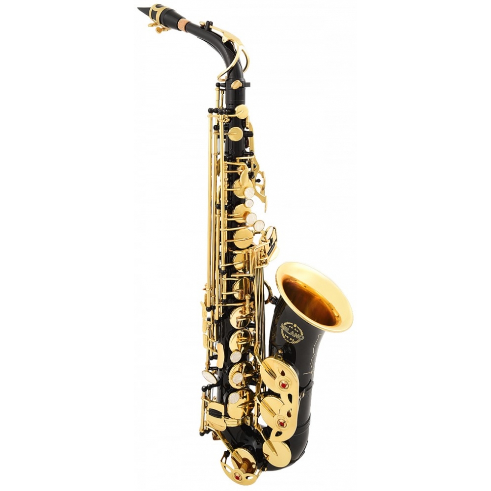 Milano Saxofone - Alto Preto com Tubo e Chaves Laqueadas Mi Bemol Eb + Estojo + Acessórios MALS61