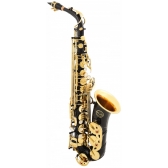 Milano Saxofone - Alto Preto com Tubo e Chaves Laqueadas Mi Bemol Eb + Estojo + Acessórios MALS61