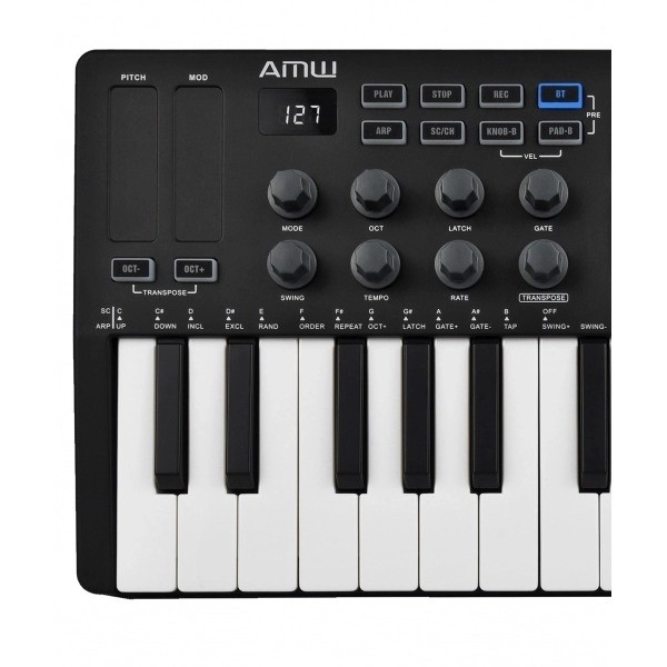 AMW Smartkey 25 Black - Teclado Controlador Midi USB Teclas 8 PADs Knobs