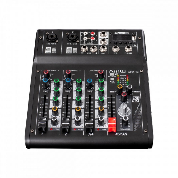 AMW AM4 v2 - Mesa 4 Canais 2 XLR Mp3 Bt Interface de áudio USB