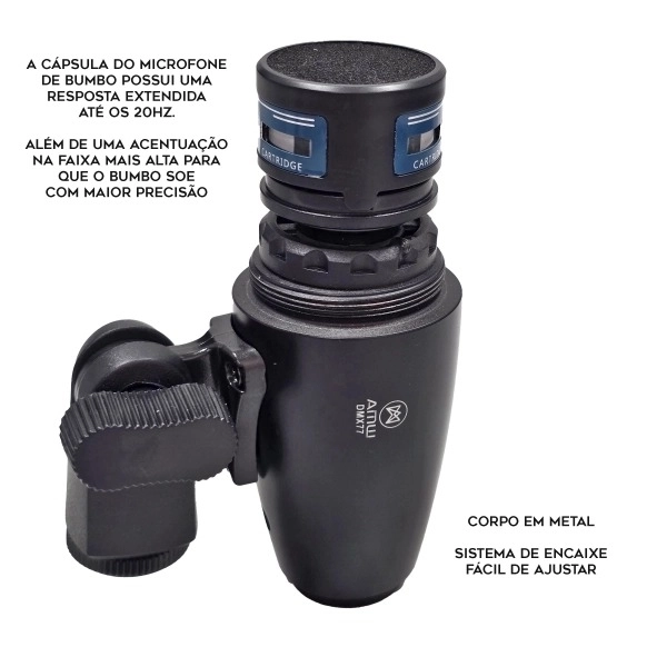 AMW DMX77 - Kit Microfone Bateria Premium 7 Mics + Acessórios + Estojo