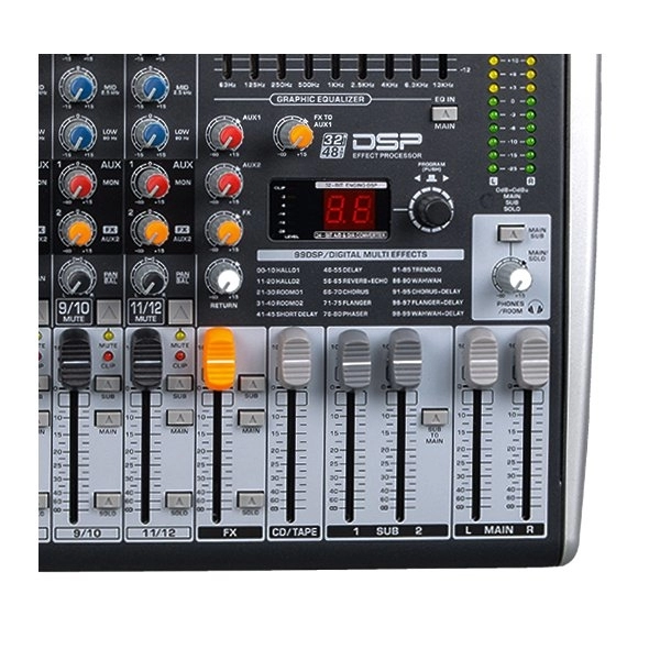 AMW M12 Fx v3 - v3 Mesa de Som 12 Canais com EFX BT Player Sub Out e Interface !