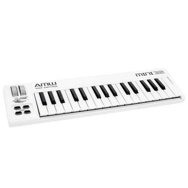 AMW Mini 32 White - Teclado controlador midi USB 32 teclas