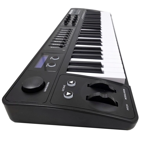 AMW P49 v2 - Teclado Controlador MIDI USB 49 Teclas 8 Faders 8 Knobs