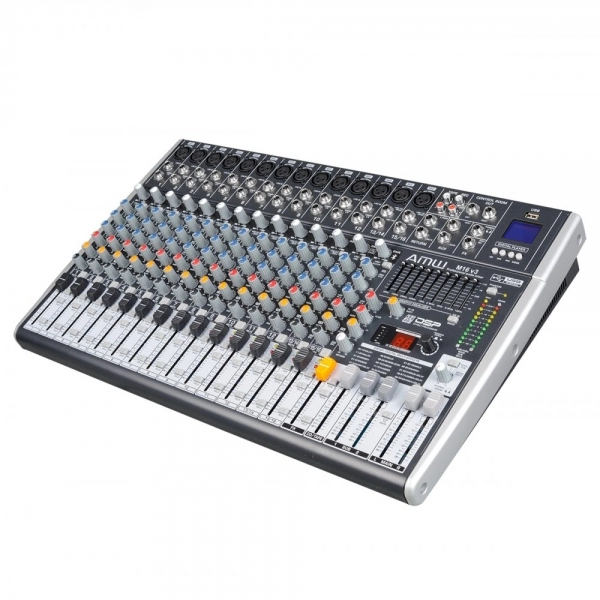 AMW M16 Fx v3 - Mesa de Som 16 Canais com EFX BT Player Sub Out e Interface !