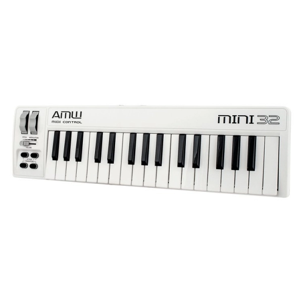AMW Mini 32 White - Teclado controlador midi USB 32 teclas