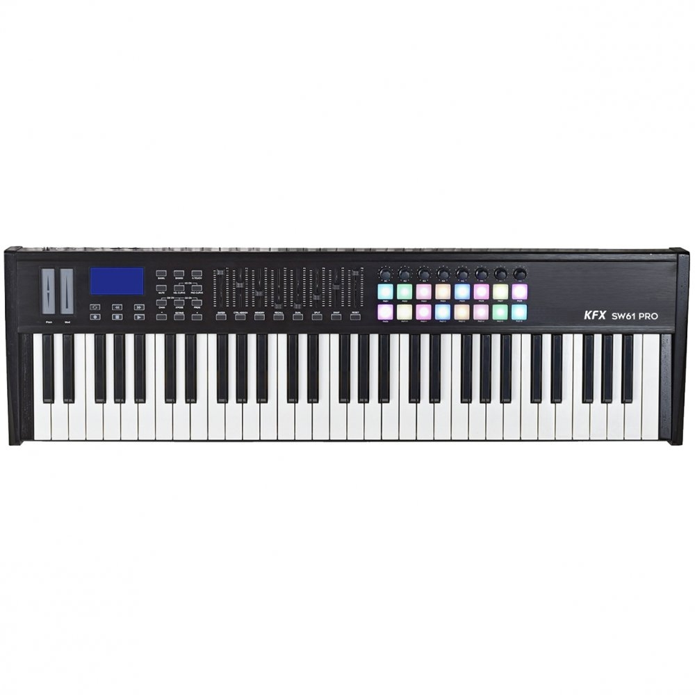 KFX SW61 Pro - Controlador MIdi USB 61 Teclas 16 PADs 8 Knobs