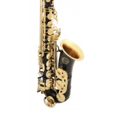 Milano Saxofone - Alto Preto com Tubo e Chaves Laqueadas Mi Bemol Eb + Estojo + Acessórios MALS61