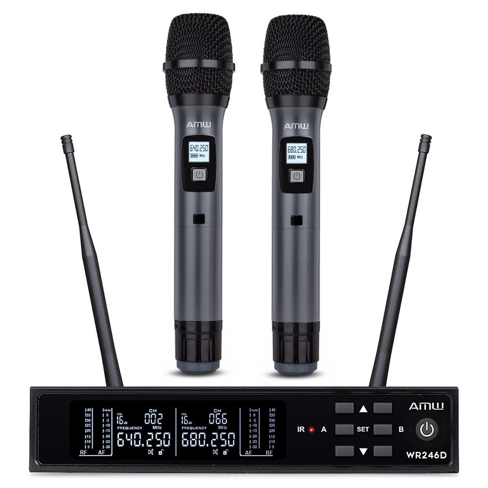 AMW AU300 v2 - Microfone Sem Fio Duplo de Mão Digital UHF