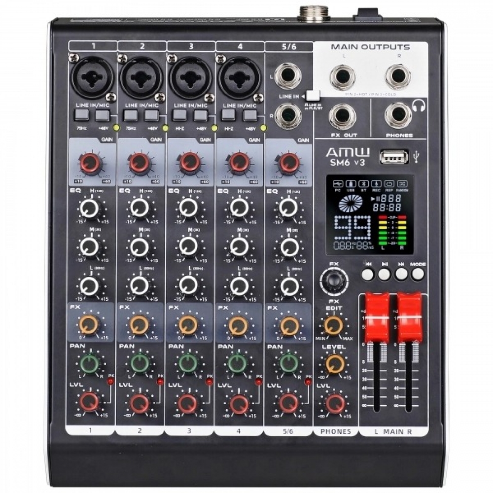 AMW SM6 v3 - Mesa 6 Canais Bluetooth e USB Interface