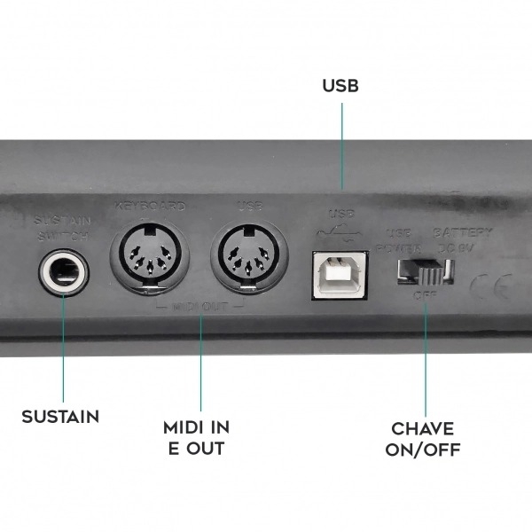AMW P49 v2 - Teclado Controlador MIDI USB 49 Teclas 8 Faders 8 Knobs