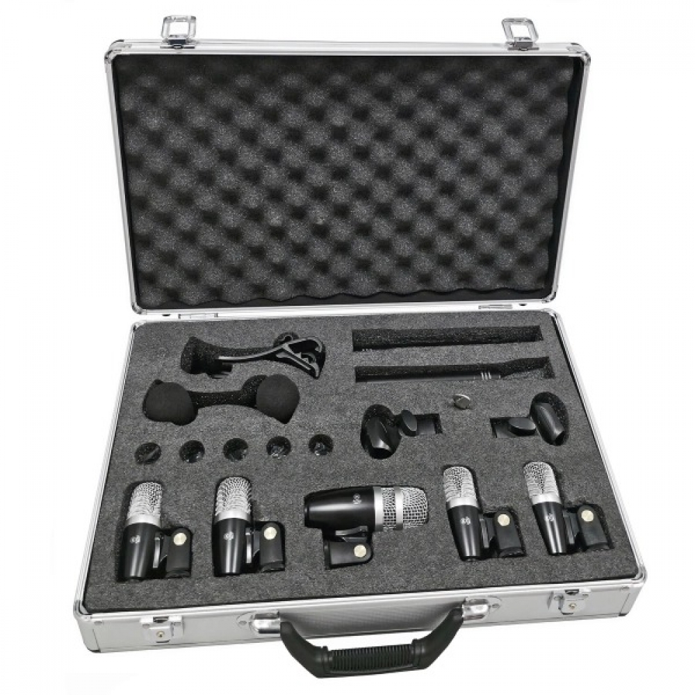 AMW DMX77 - Kit Microfone Bateria Premium 7 Mics + Acessórios + Estojo