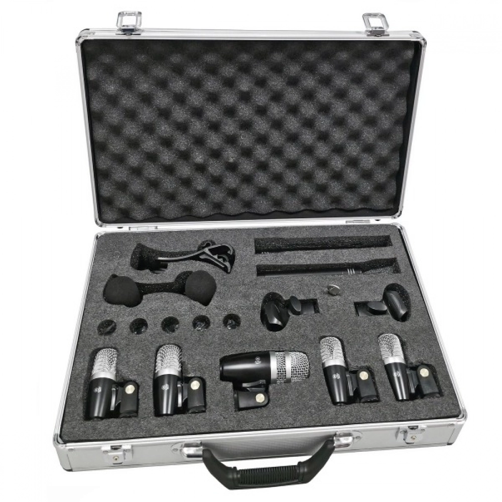 AMW DMX77 - Kit Microfone Bateria Premium 7 Mics + Acessórios + Estojo