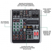AMW ST6 - Mesa de Som 6 Canais 99 Efx Interface de Áudio USB !
