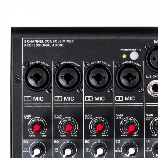 AMW MX10 v2 - Mesa 10 Canais 6 XLR EFX Bluetooth Interface USB