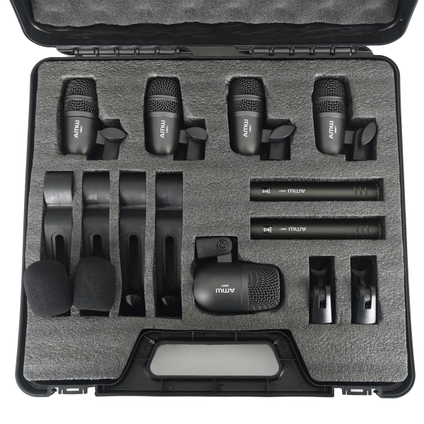 AMW DMK7 - Kit Premium Com 7 Microfones Bateria Em Metal + Estojo