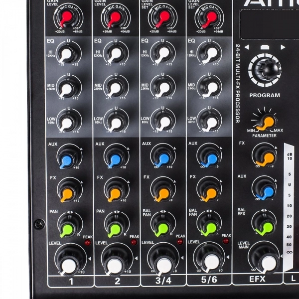 AMW MX10 v2 - Mesa 10 Canais 6 XLR EFX Bluetooth Interface USB