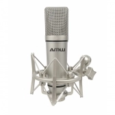 Amw AMC2 - Microfone Condensador XLR FET 34mm Banhado a Ouro + Shockmount