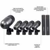 AMW DMK7 - Kit Premium Com 7 Microfones Bateria Em Metal + Estojo