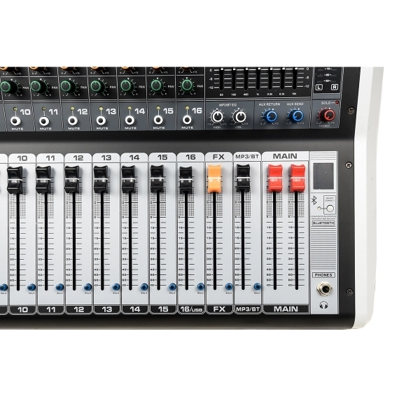 AMW AG16 v2 - Mesa de Som 8 Canais 99 Efeitos DSP BT Interface USB e Faders de 100mm
