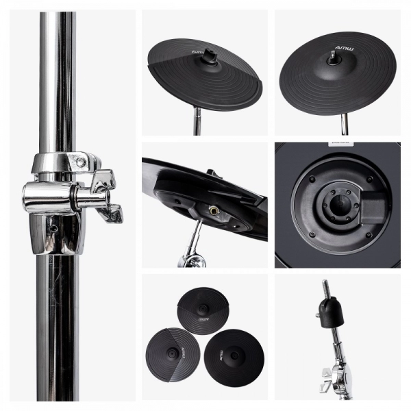 AMW ED11 Pro - Bateria Eletrônica All Mesh Dual Real Hi Hat Condução Tri zone Pratos Dual