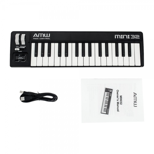 AMW Mini 32 Black - Teclado controlador midi USB 32 teclas